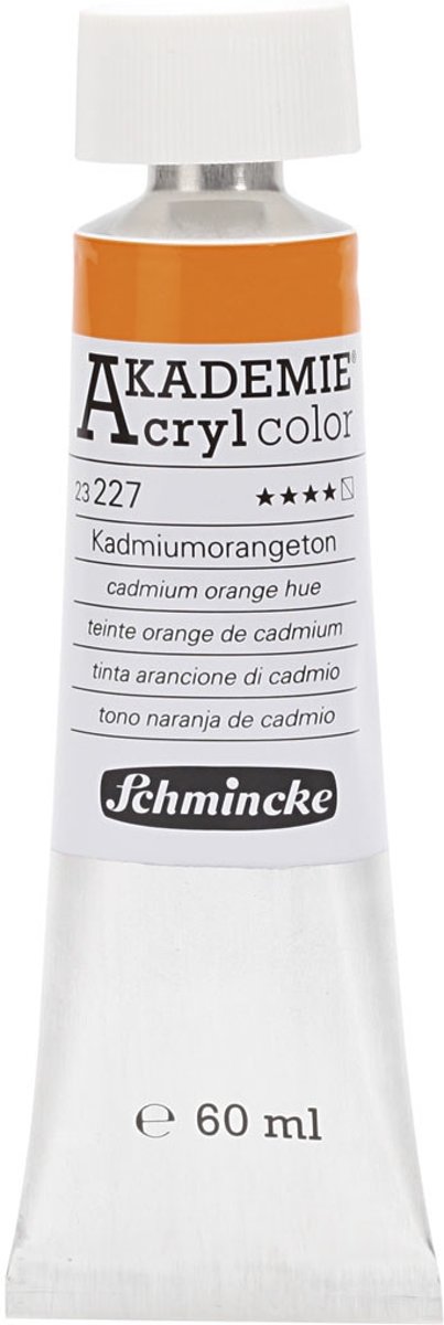 Schmincke AKADEMIE® Acryl color , cadmium orange hue (227), semi-transparent, good fade resistant, 60ml [HOB-318580]